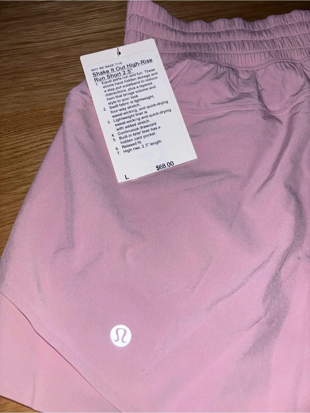 lululemon athletica Light Pink Smocked Waist Athletic Shorts